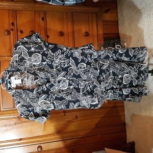 Rena Rowan Black/Tan/White Flower 3 Piece Skirt Set